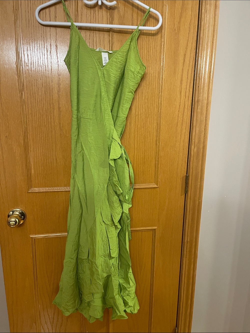 H&M Lime Green Ruffle Wrap Maxi Dress